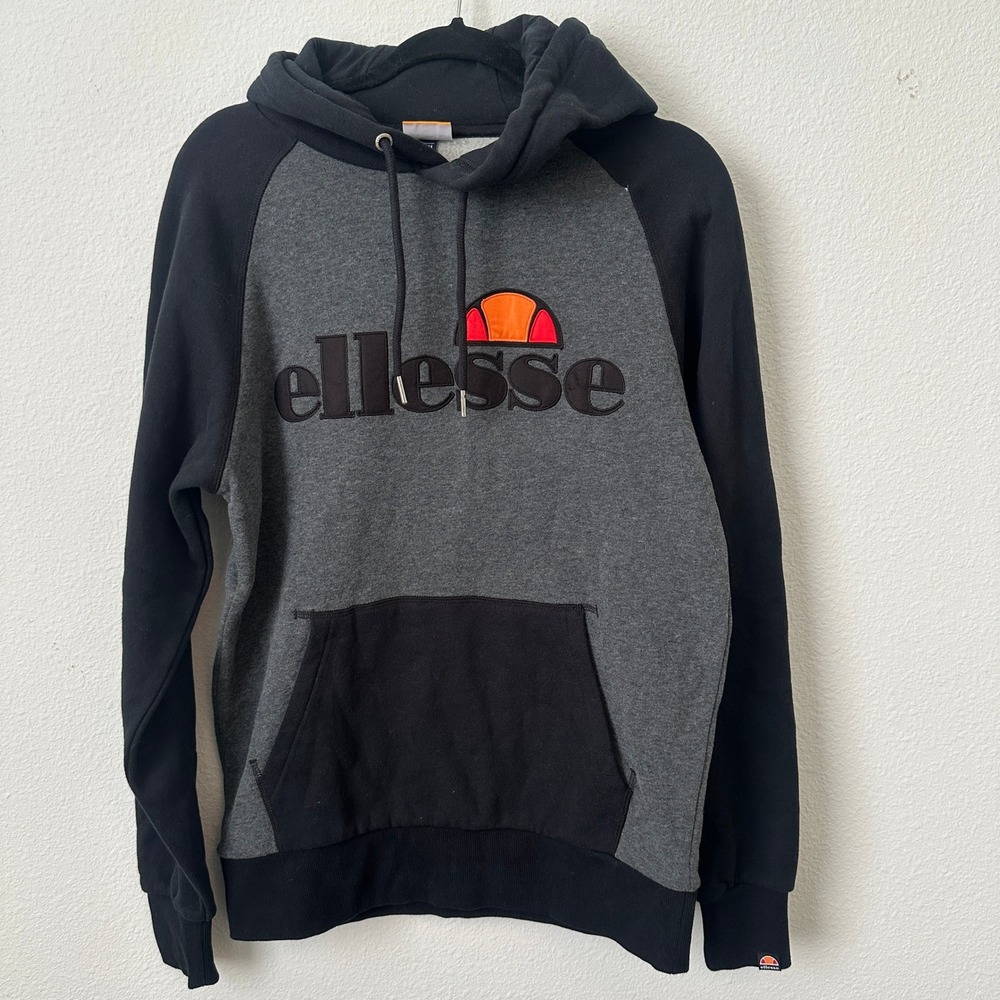 NWT Ellesse Taliamento OH Hoody Gray Black Colorblock Logo Hoodie Men's Size M